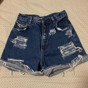 High waisted jean shorts